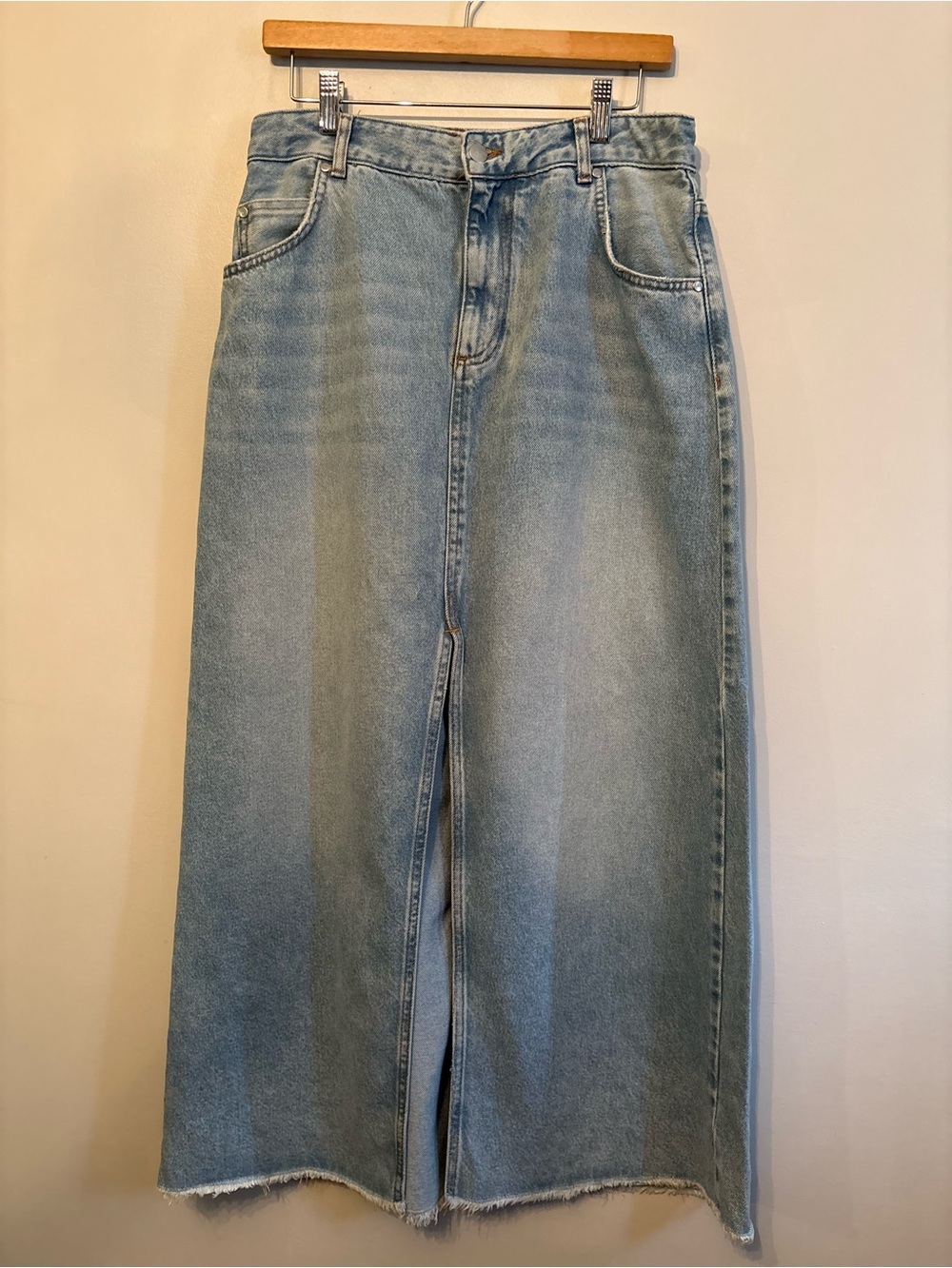 Pilcro Madi Front-Slit Denim Maxi Skirt size 12